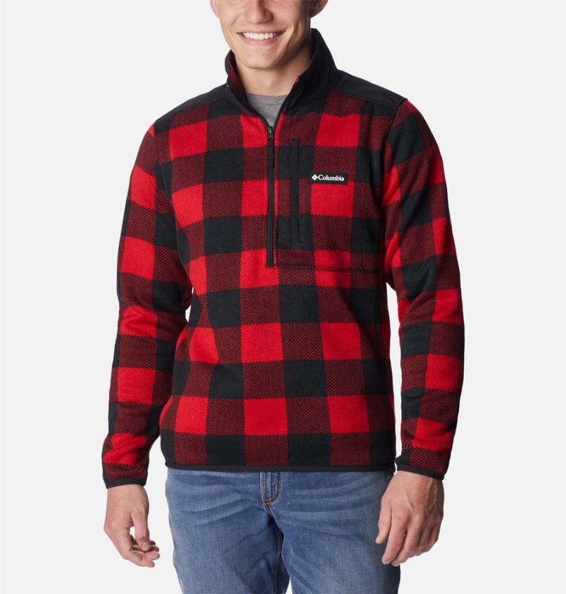 Columbia Sweater Weather II Printed Fleece Half Zip Men\'s Pullover Red | XUEDBK-978