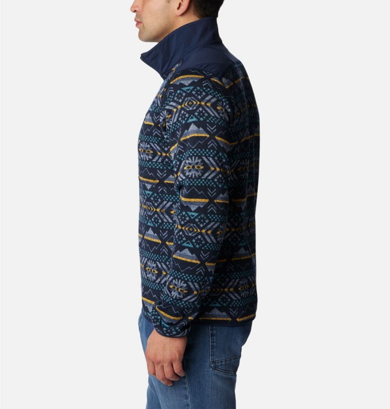 Columbia Sweater Weather II Printed Fleece Half Zip Men's Pullover Navy | TCGMHL-715