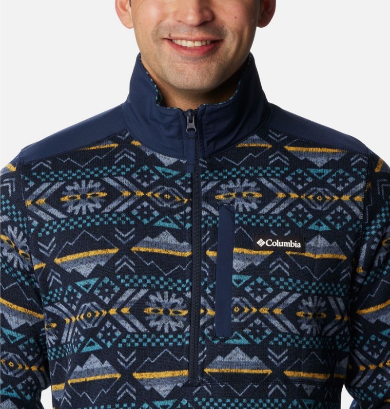 Columbia Sweater Weather II Printed Fleece Half Zip Men's Pullover Navy | TCGMHL-715