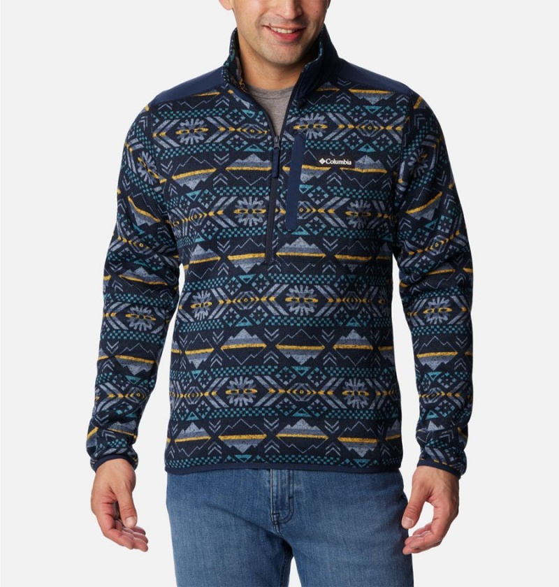 Columbia Sweater Weather II Printed Fleece Half Zip Men\'s Pullover Navy | TCGMHL-715