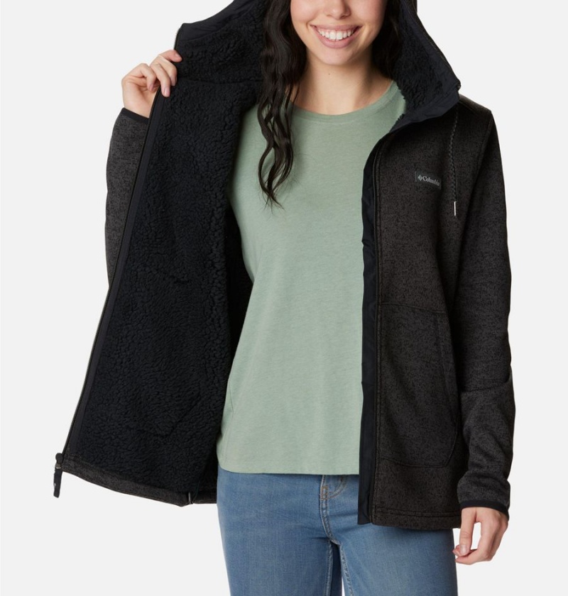Columbia Sweater Weather Sherpa Full Zip Hooded Women's Fleece Jacket Black | ONTYIH-329