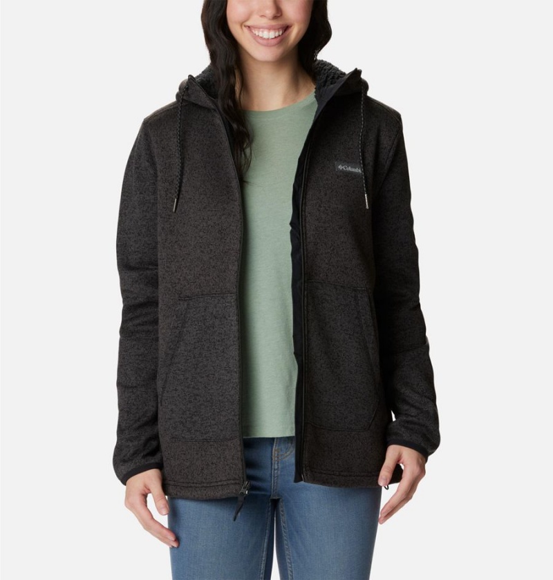 Columbia Sweater Weather Sherpa Full Zip Hooded Women's Fleece Jacket Black | ONTYIH-329