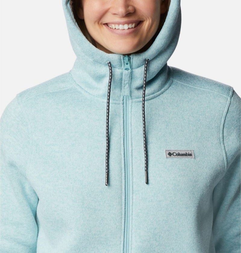 Columbia Sweater Weather Sherpa Full Zip Hooded Women's Fleece Jacket Turquoise | UWFOJP-328