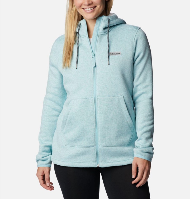 Columbia Sweater Weather Sherpa Full Zip Hooded Women\'s Fleece Jacket Turquoise | UWFOJP-328