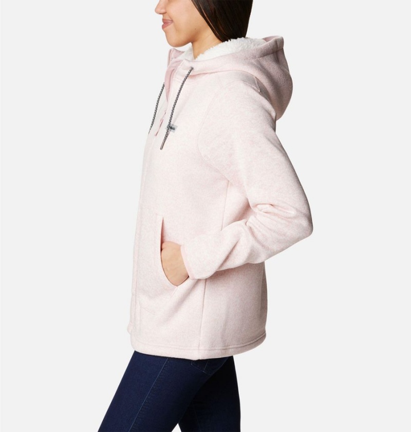 Columbia Sweater Weather Sherpa Full Zip Hooded Women's Fleece Jacket Pink | YJEAQB-865