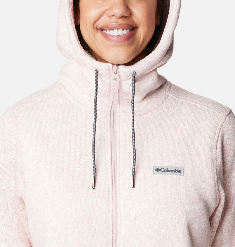Columbia Sweater Weather Sherpa Full Zip Hooded Women's Fleece Jacket Pink | YJEAQB-865