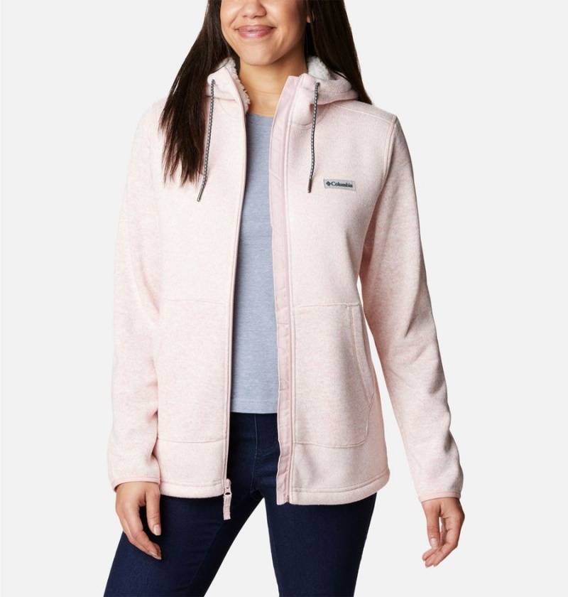Columbia Sweater Weather Sherpa Full Zip Hooded Women's Fleece Jacket Pink | YJEAQB-865