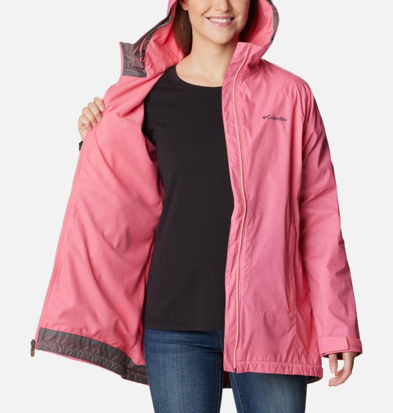 Columbia Switchback Lined Long Women's Rain Jacket Pink | TGXAFR-467