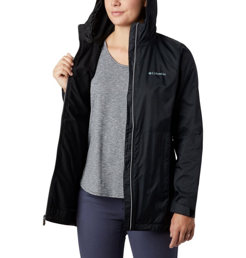 Columbia Switchback Lined Long Women's Rain Jacket Black | MXETRG-123