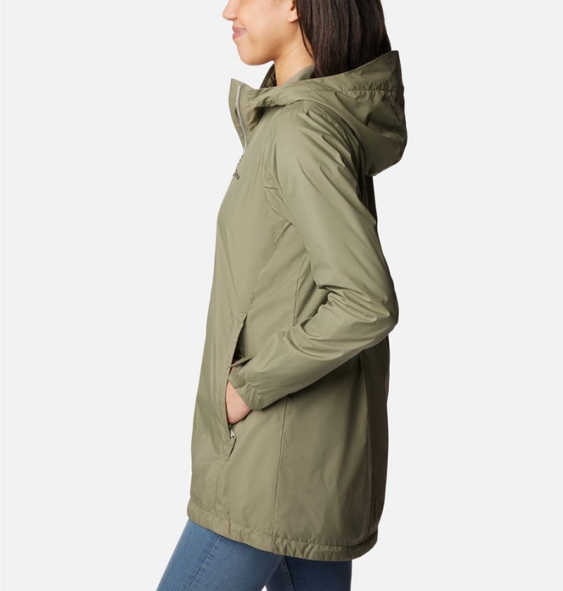 Columbia Switchback Lined Long Women's Rain Jacket Green | UAONPK-374