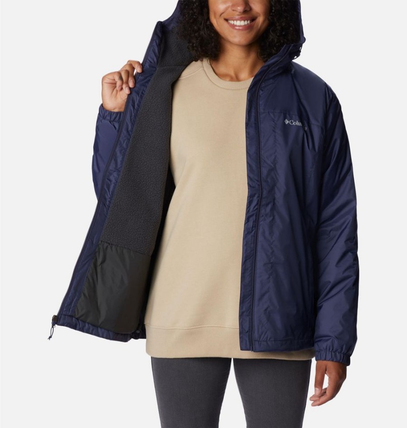 Columbia Switchback Sherpa Lined Women's Rain Jacket Navy | NZAJLS-304