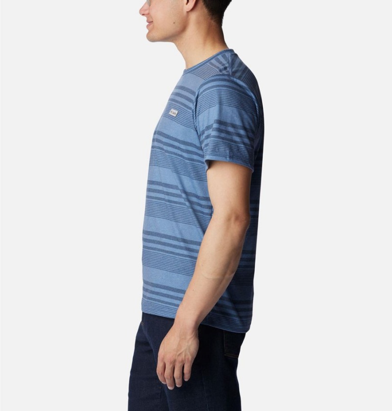 Columbia Taku River Short Sleeve Men's T-Shirt Blue | XDVLBI-749