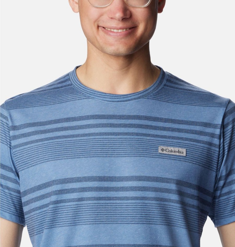 Columbia Taku River Short Sleeve Men's T-Shirt Blue | XDVLBI-749
