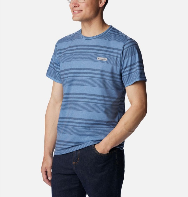 Columbia Taku River Short Sleeve Men's T-Shirt Blue | XDVLBI-749