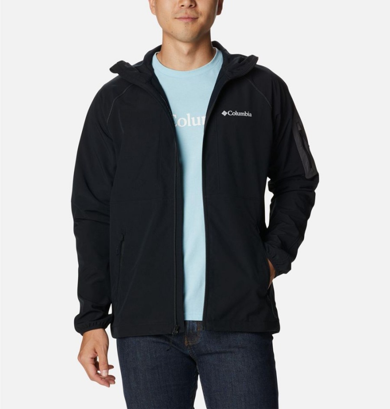 Columbia Tall Heights Hooded Men's Softshell Jackets Black | GTACUO-735