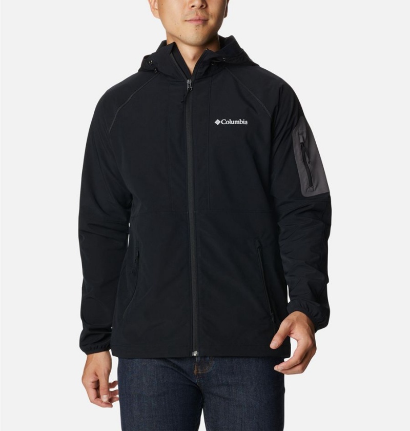 Columbia Tall Heights Hooded Men\'s Softshell Jackets Black | GTACUO-735
