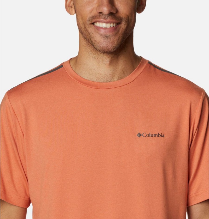Columbia Tech Trail Crew Neck Men's T-Shirt Orange | RYVNZG-403