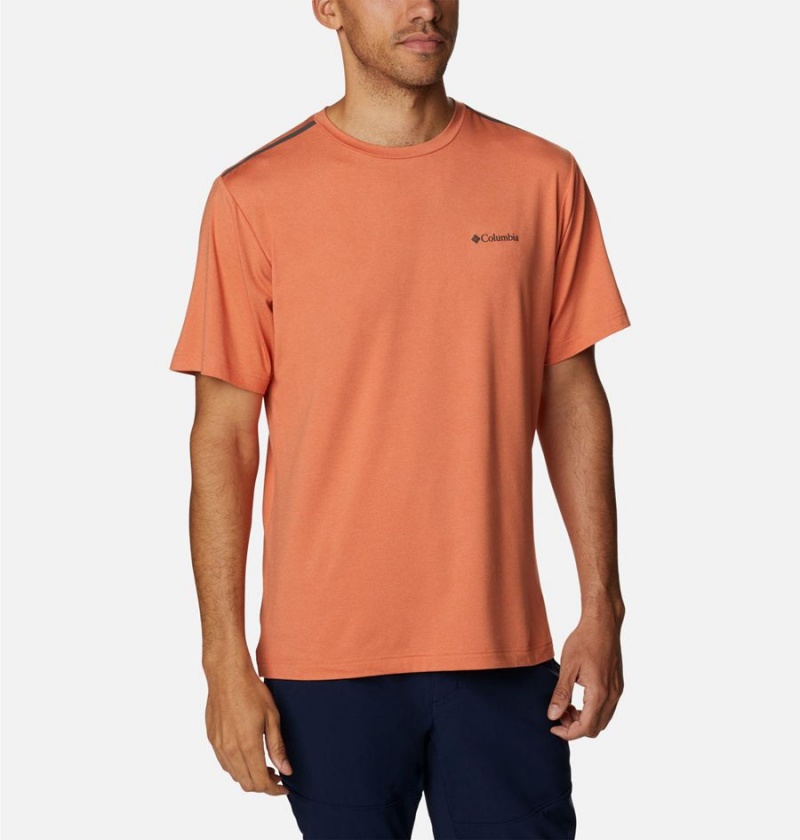 Columbia Tech Trail Crew Neck Men's T-Shirt Orange | RYVNZG-403