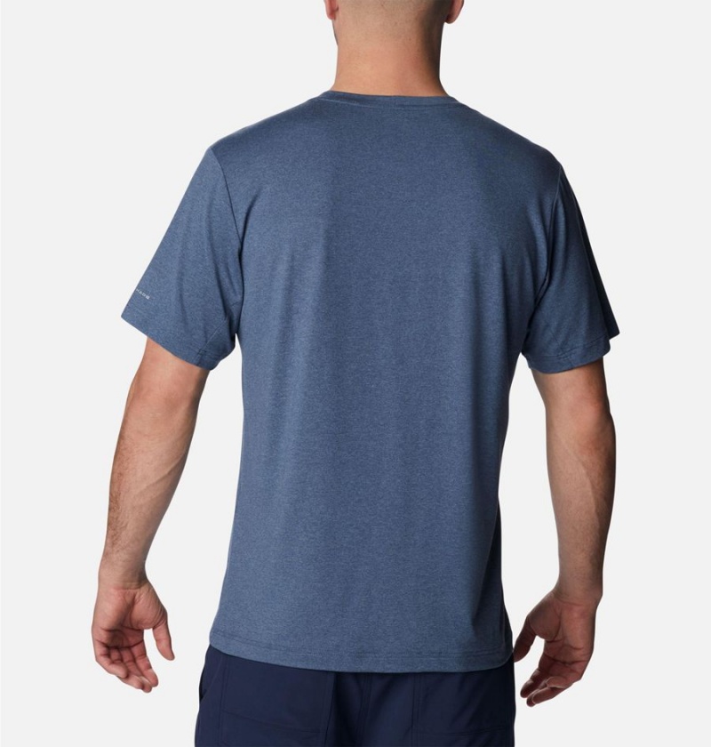 Columbia Tech Trail Crew Neck Men's T-Shirt Blue | XIJFOK-904