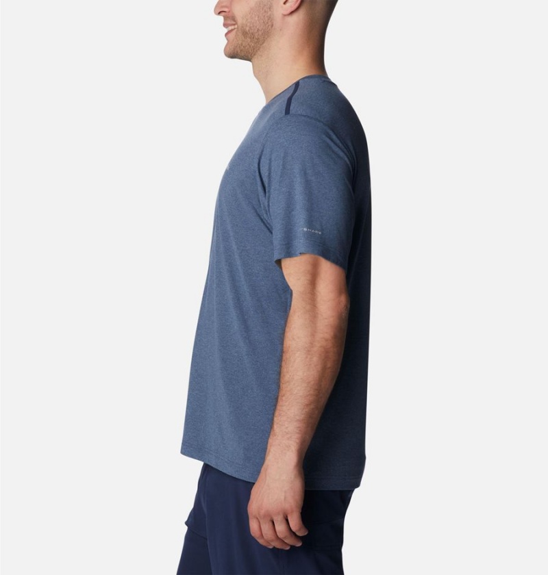 Columbia Tech Trail Crew Neck Men's T-Shirt Blue | XIJFOK-904