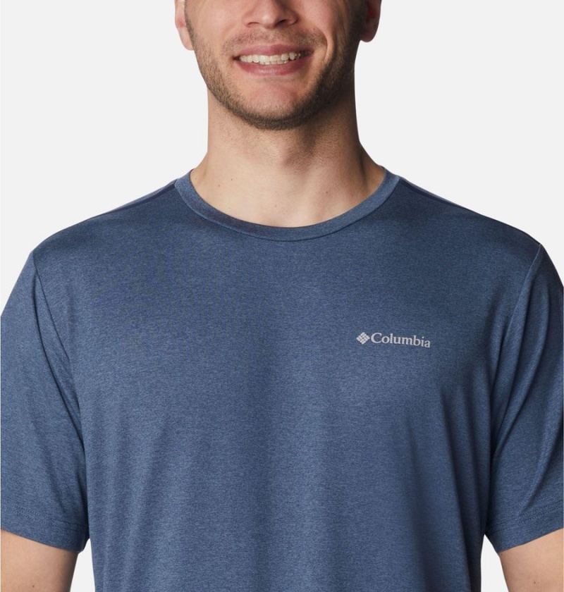 Columbia Tech Trail Crew Neck Men's T-Shirt Blue | XIJFOK-904