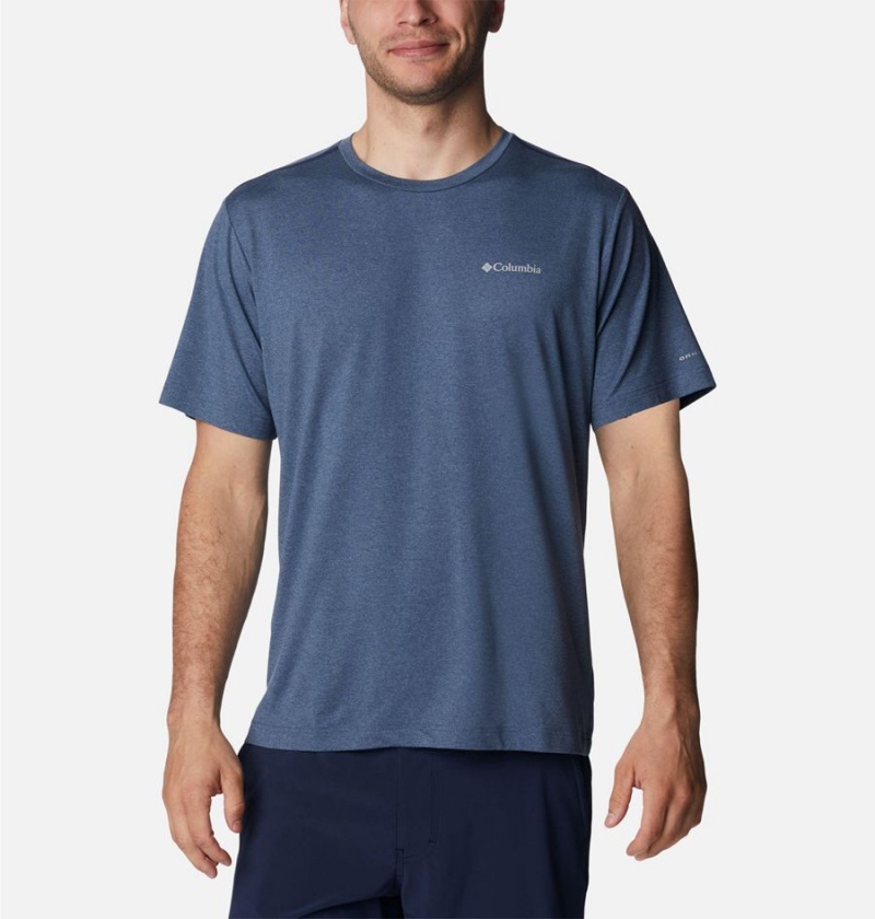 Columbia Tech Trail Crew Neck Men\'s T-Shirt Blue | XIJFOK-904