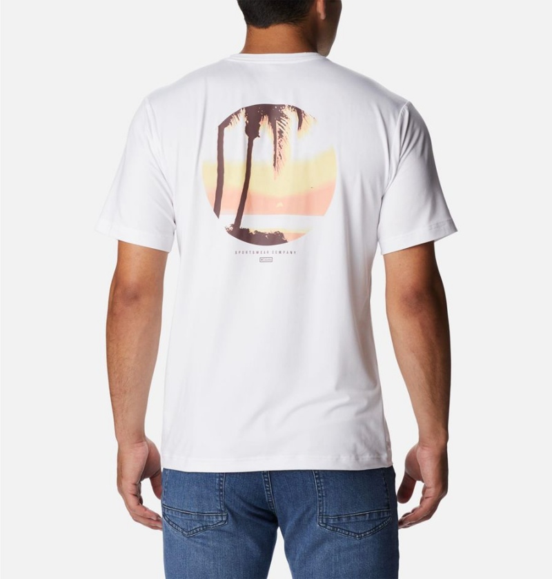 Columbia Tech Trail Graphic Men's T-Shirt White | ZVKANU-853