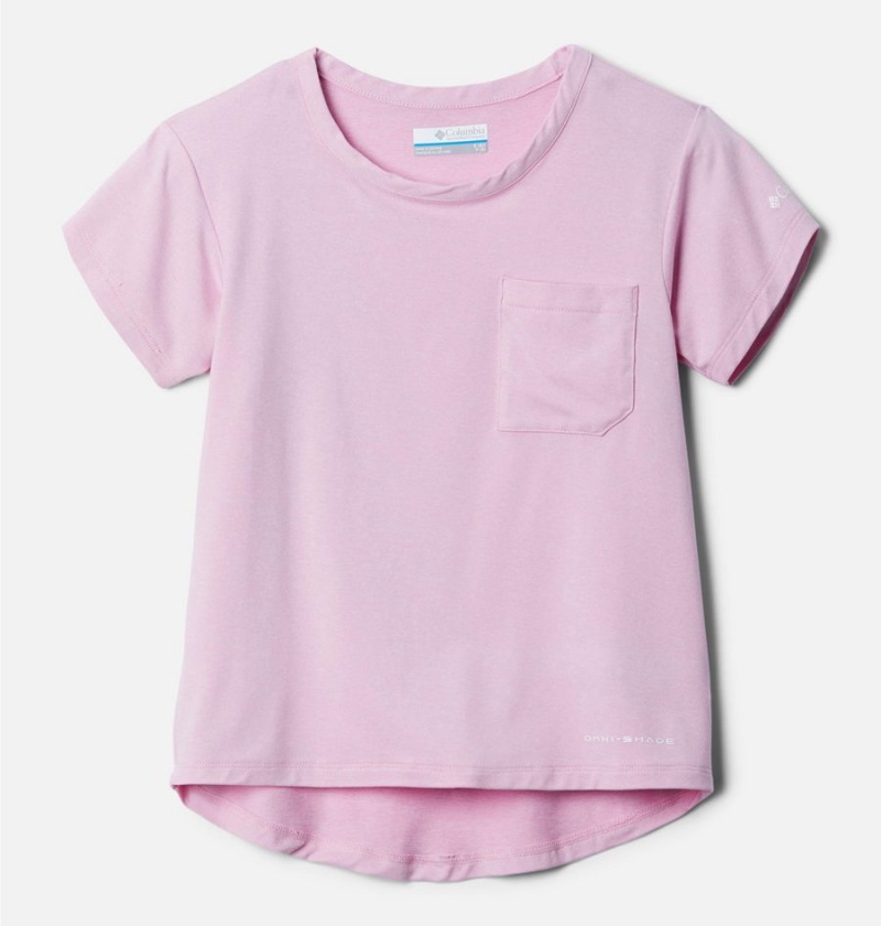 Columbia Tech Trail Kids\' T-Shirt Pink | ASXYVE-750