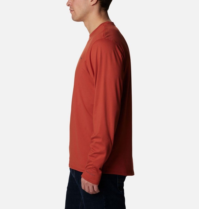 Columbia Tech Trail Long Sleeve Crew II Men's T-Shirt Red | ZRHUSO-218