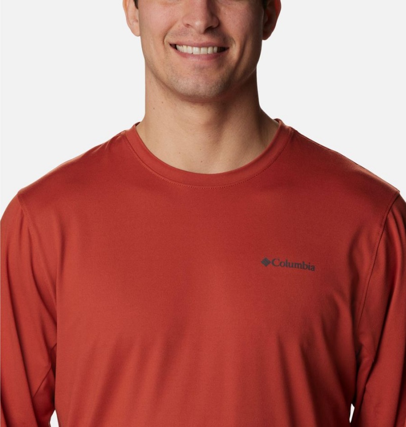 Columbia Tech Trail Long Sleeve Crew II Men's T-Shirt Red | ZRHUSO-218