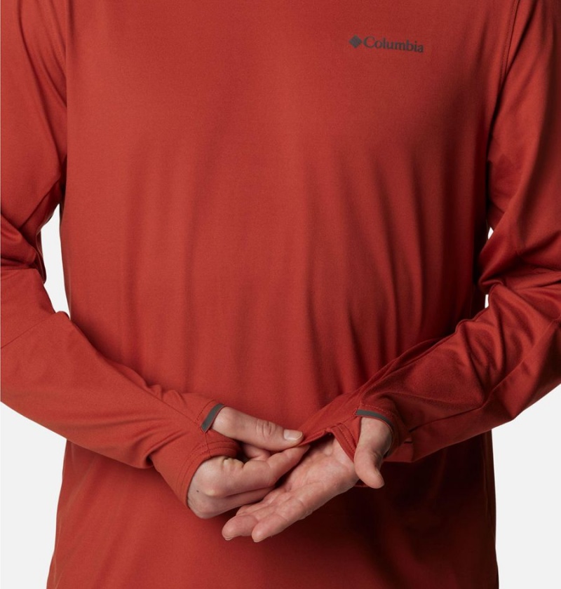 Columbia Tech Trail Long Sleeve Crew II Men's T-Shirt Red | ZRHUSO-218