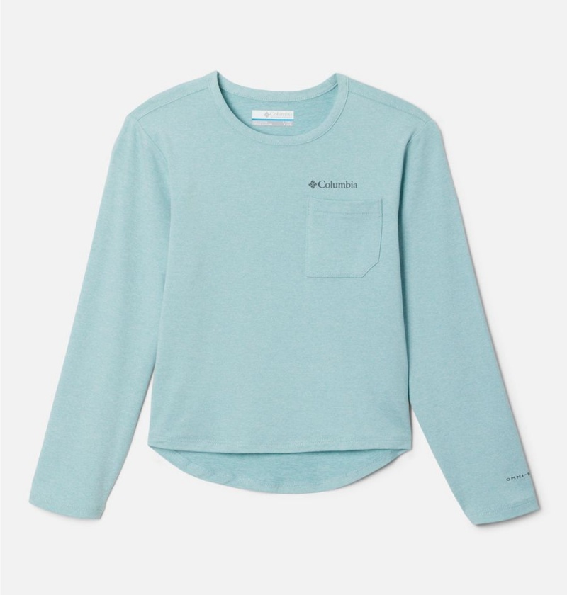 Columbia Tech Trail Long Sleeve Kids\' T-Shirt Turquoise | DJHZKS-416