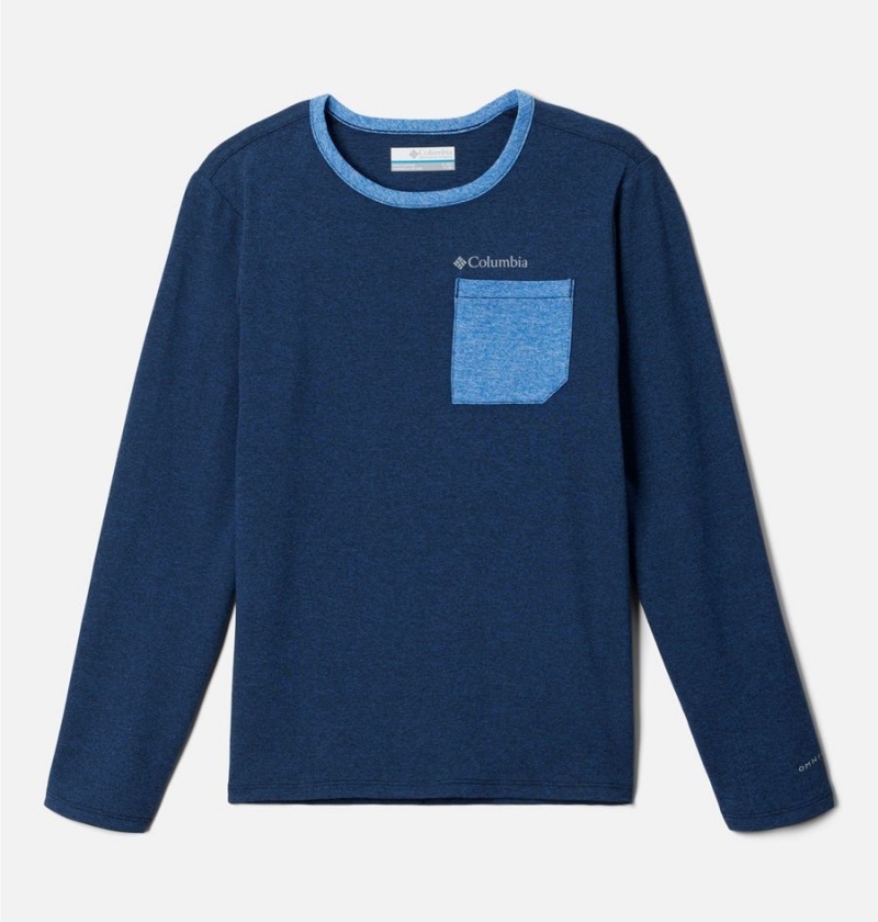 Columbia Tech Trail Long Sleeve Kids\' T-Shirt Navy | IOTWBF-186
