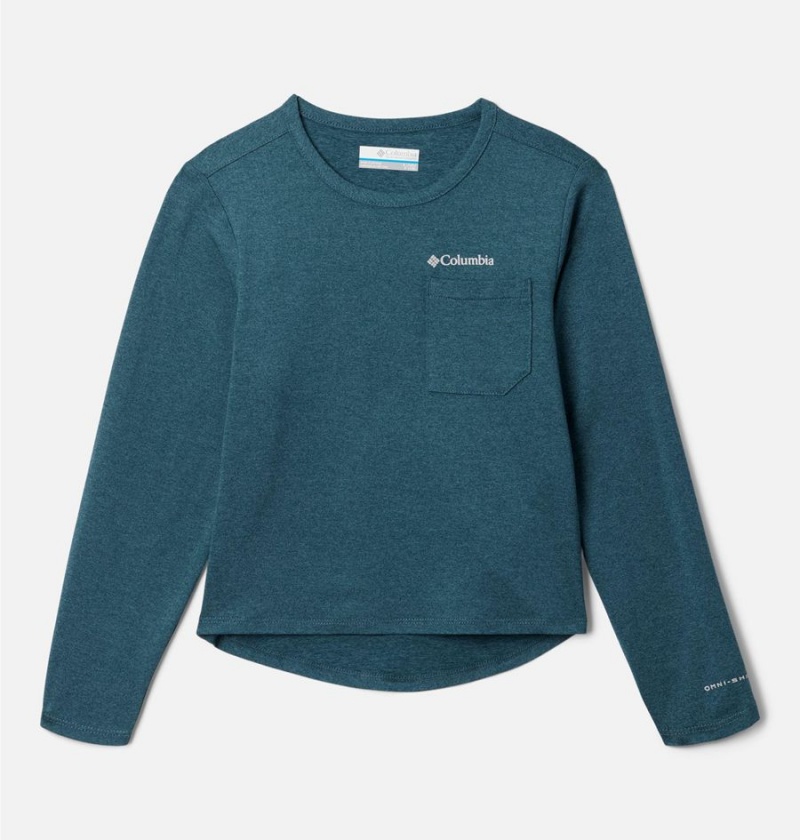 Columbia Tech Trail Long Sleeve Kids\' T-Shirt Turquoise | JKUQHO-785