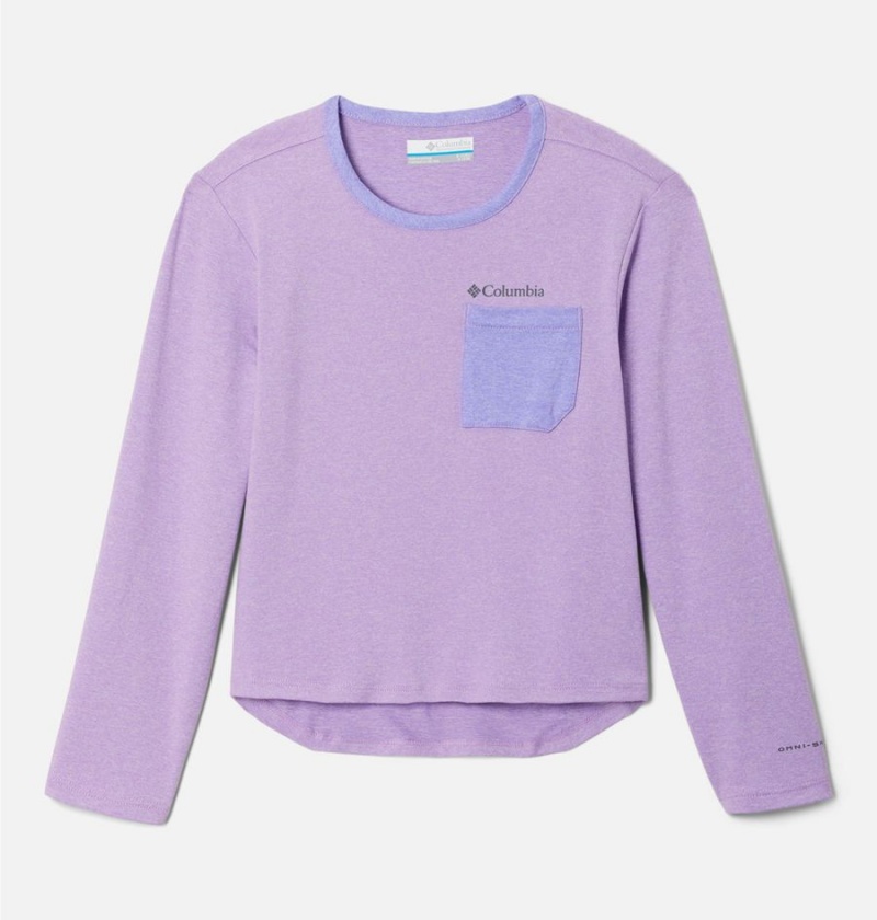 Columbia Tech Trail Long Sleeve Kids\' T-Shirt Purple | HBULPY-810