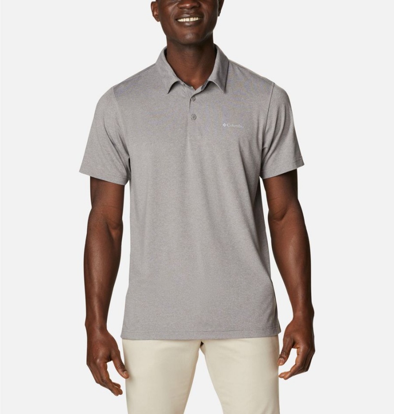 Columbia Tech Trail Men\'s Polo Shirt Grey | OXHRQG-146
