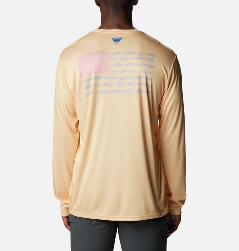 Columbia Terminal Tackle PFG Fish Flag Long Sleeve Men's T-Shirt Yellow | AYNTBH-456