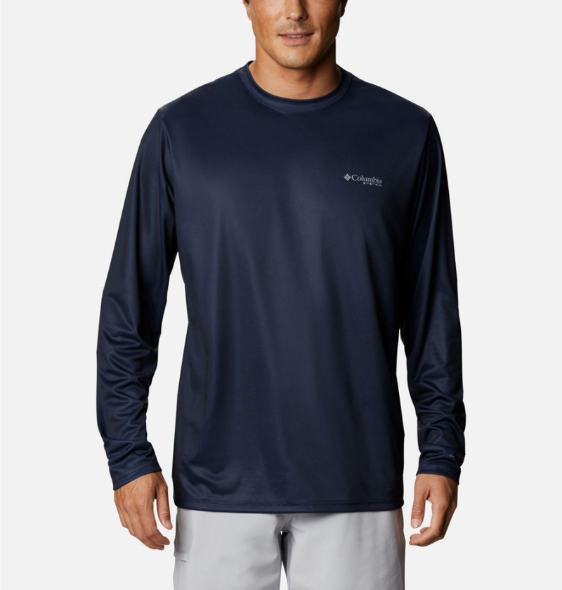 Columbia Terminal Tackle PFG Fish Flag Long Sleeve Men's T-Shirt Navy | STKPQD-952
