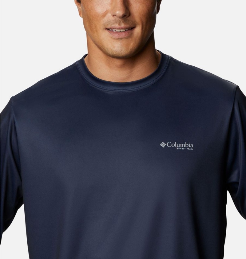 Columbia Terminal Tackle PFG Fish Flag Long Sleeve Men's T-Shirt Navy | STKPQD-952