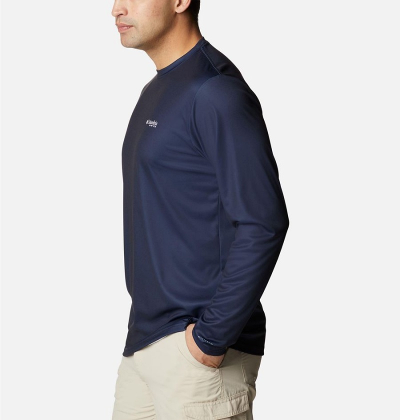 Columbia Terminal Tackle PFG Fish Flag Long Sleeve Men's T-Shirt Navy | XPIQRG-648