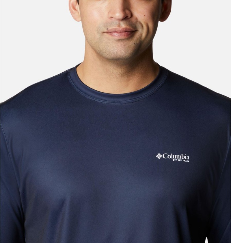 Columbia Terminal Tackle PFG Fish Flag Long Sleeve Men's T-Shirt Navy | XPIQRG-648