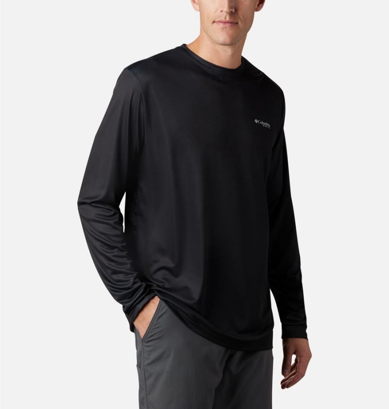 Columbia Terminal Tackle PFG Fish Flag Long Sleeve Men's T-Shirt Black | COVHPF-930