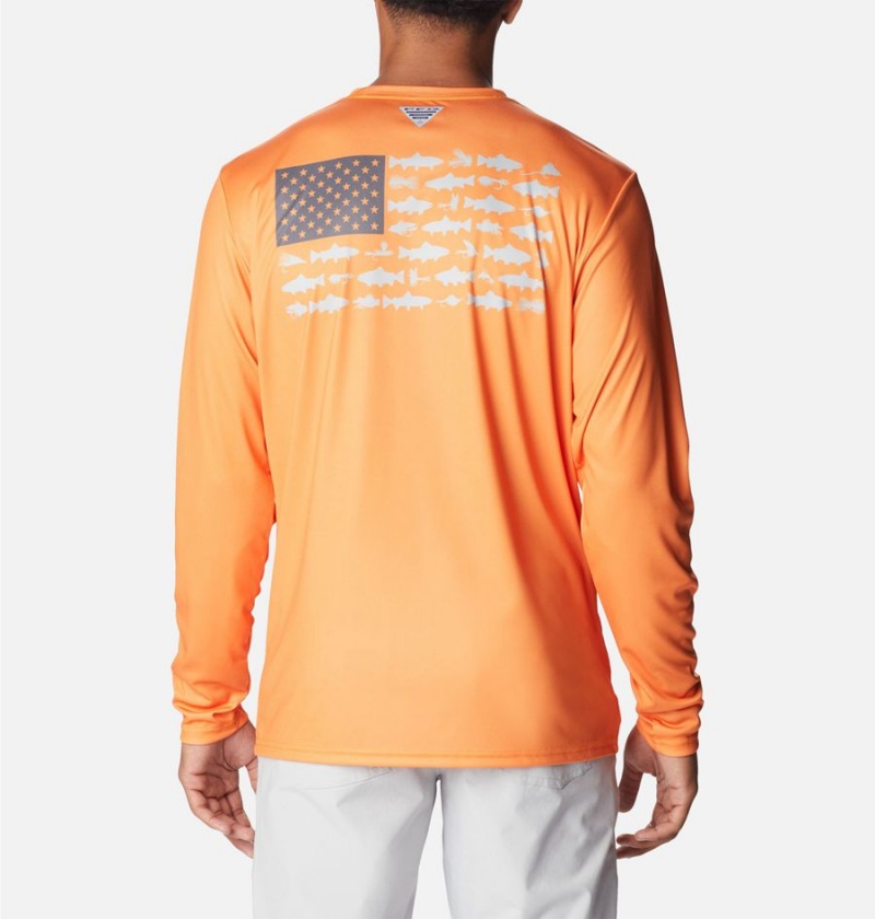 Columbia Terminal Tackle PFG Fish Flag Long Sleeve Men's T-Shirt Orange | MTBDHJ-629