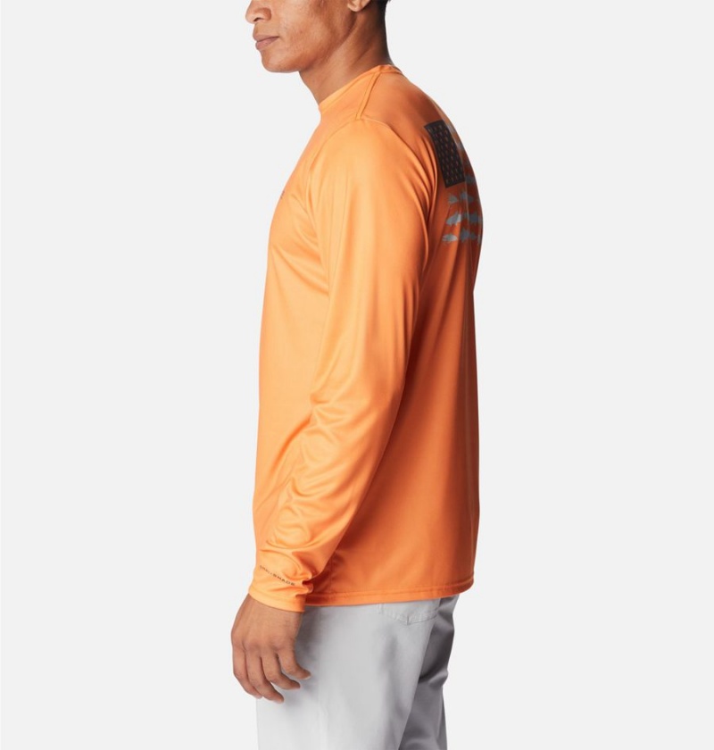 Columbia Terminal Tackle PFG Fish Flag Long Sleeve Men's T-Shirt Orange | MTBDHJ-629