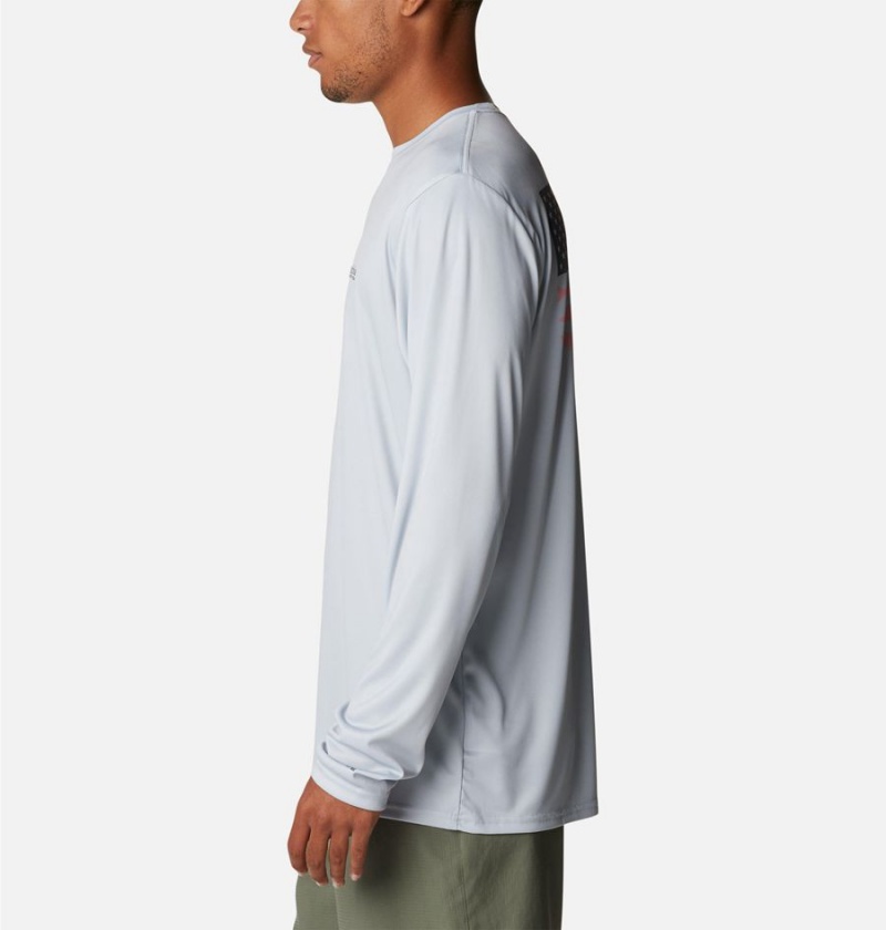 Columbia Terminal Tackle PFG Fish Flag Long Sleeve Men's T-Shirt Grey | EOHFTZ-380