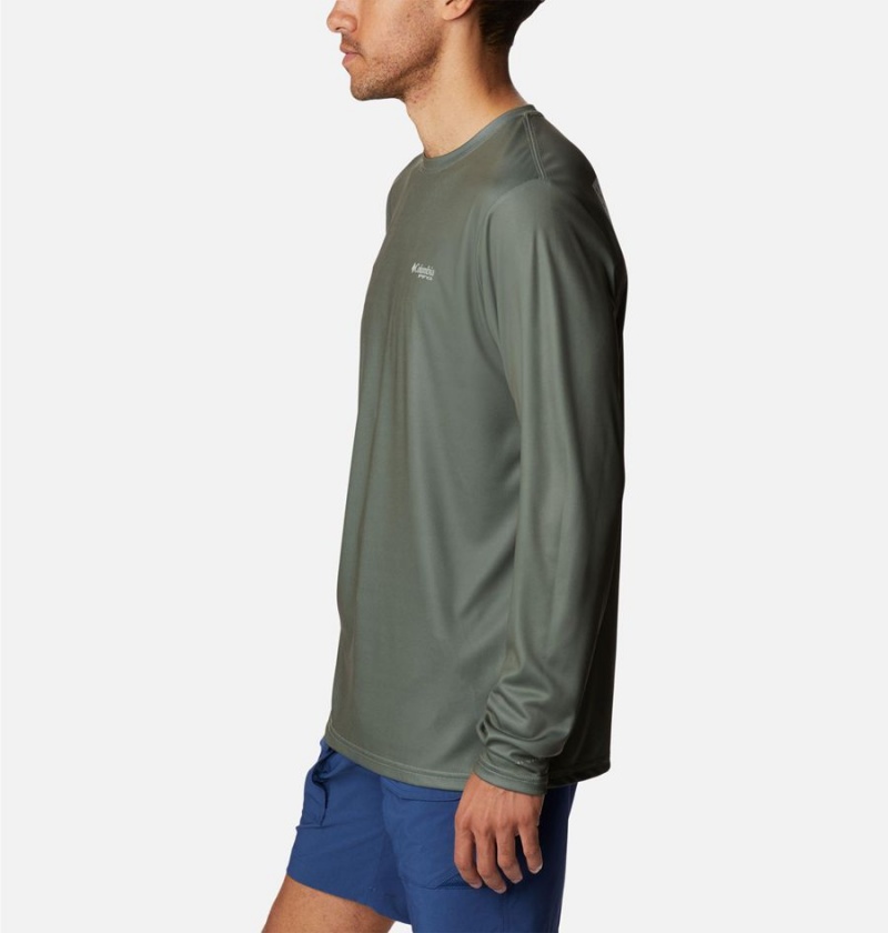 Columbia Terminal Tackle PFG Fish Flag Long Sleeve Men's T-Shirt Green | RNZLWI-598