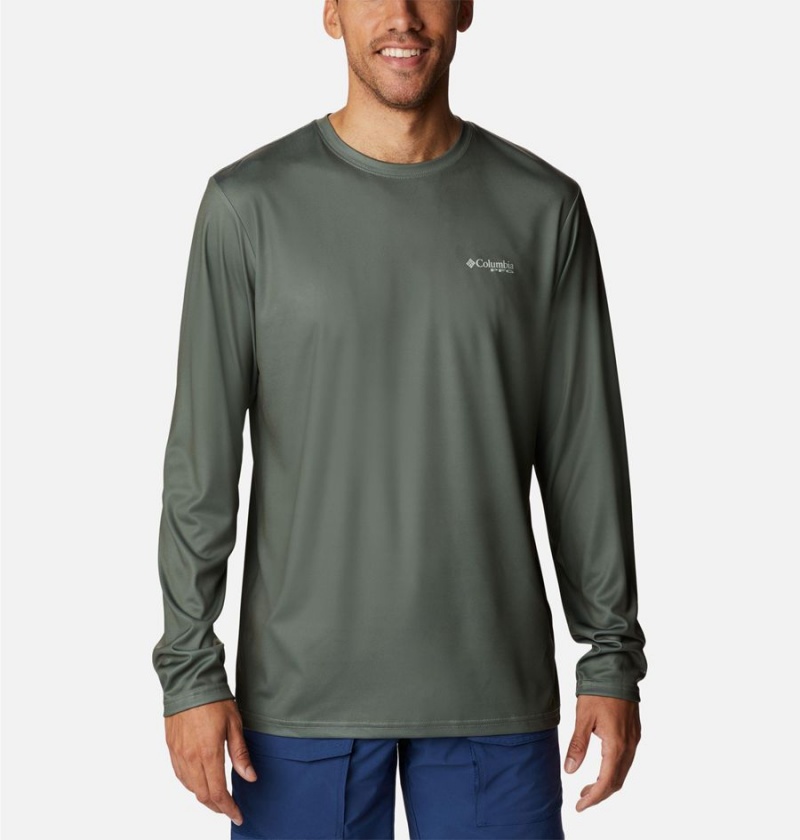 Columbia Terminal Tackle PFG Fish Flag Long Sleeve Men\'s T-Shirt Green | RNZLWI-598
