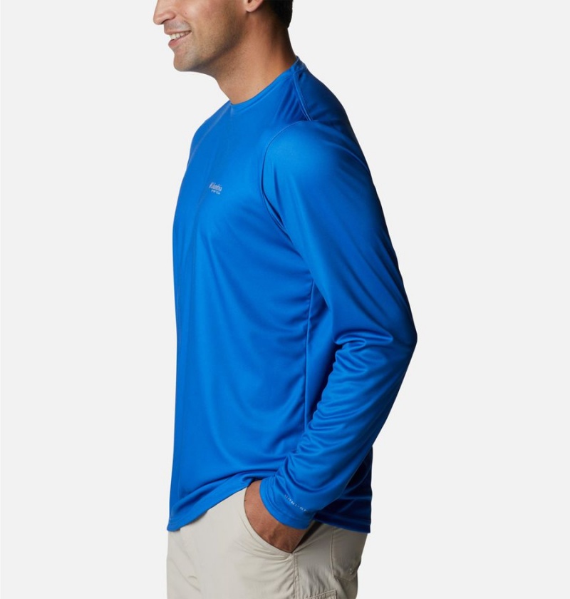 Columbia Terminal Tackle PFG Fish Flag Long Sleeve Men's T-Shirt Blue | RBMKNU-867