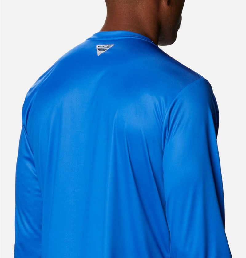 Columbia Terminal Tackle PFG Logo Print Long Sleeve Men's T-Shirt Blue | IKYNBQ-027
