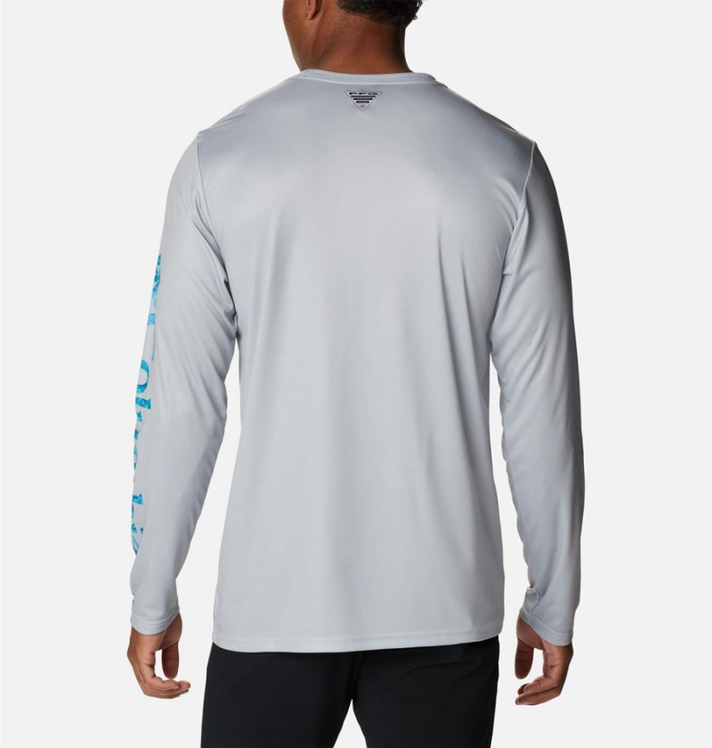 Columbia Terminal Tackle PFG Logo Print Long Sleeve Men's T-Shirt Grey | PDYGJL-704
